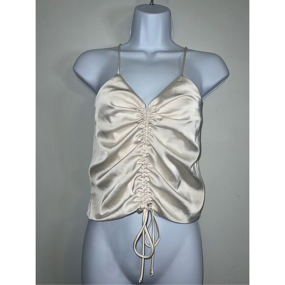 Y2K Cream Ruched Cami Tank XS - Picture 1 of 5